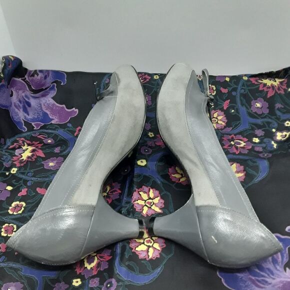 Vintage Mes Amis by Gorolini Italy Suede Hell Shoes Size 8M Grey Color - Picture 5 of 8